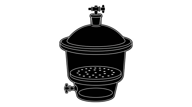 Filter vessel with valves black silhouette on transparent background