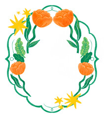 Whimsical botanical flowery frame border © Dipbp