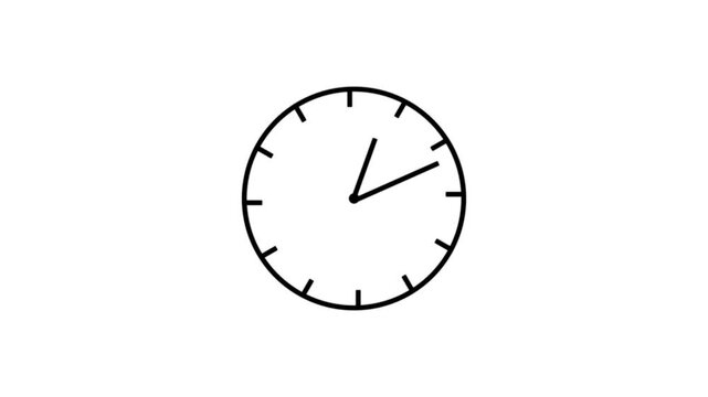 clock icon animation on black background. 12 Hours Clock. Clock icon vector animation with clock face.
