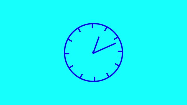 clock icon animation on black background. analog clock timer circle animated. 12 Hours Clock. Clock icon vector animation with clock face.