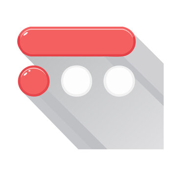 Flat design hamburger menu icon with red button
