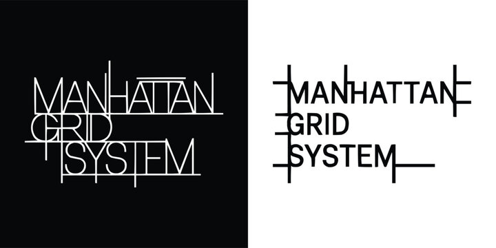 Manhattan grid system typographic logo design with clean geometric lines
