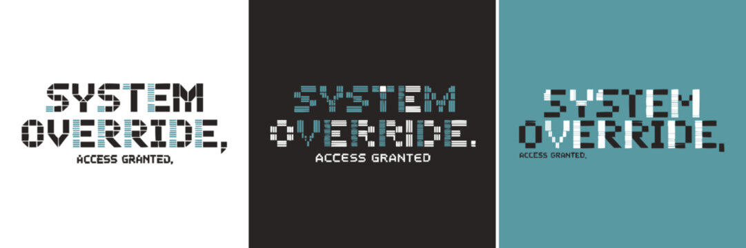Digital system override text with access granted message in pixel style