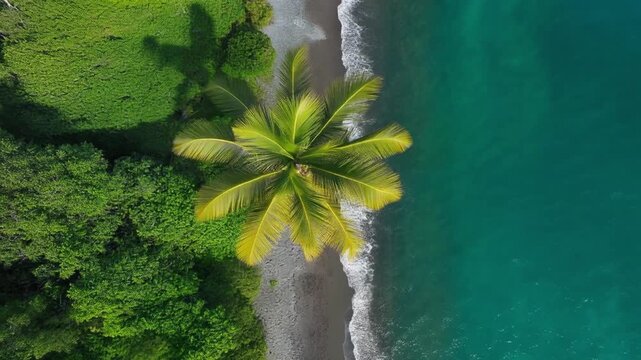 Aerial top down view of sukuji emerald Ishigaki tropical beach