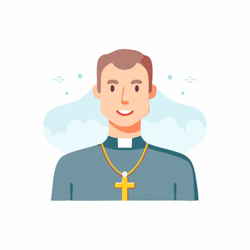 Illustration d&rsquo;un pr&ecirc;tre portant un col cl&eacute;rical et une croix dor&eacute;e