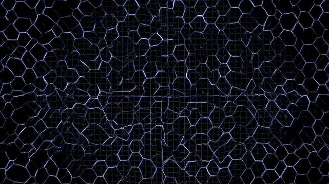 Dynamic wireframe grid movement in abstract geometric pattern animation