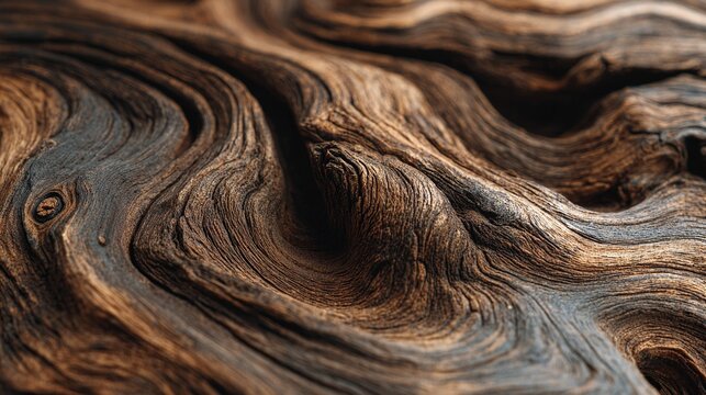 burl. Abstract close-up of dark twisted wood grain on a burl surface. event key visuals, club posters, designed for sports event promotions and stadium branding, used by fitness trainers.