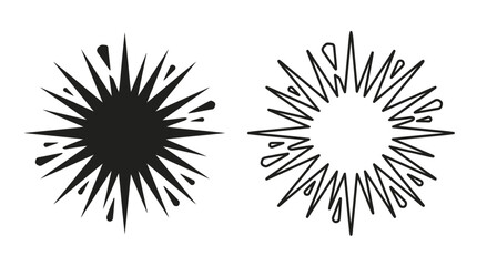 Fototapeta premium Circular Spiky Object Silhouette And Line Art Version