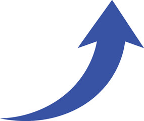 A single blue curved arrow pointing up indicating growth and progress © Mst
