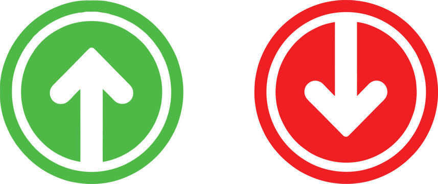Green up arrow and red down arrow icons in circles