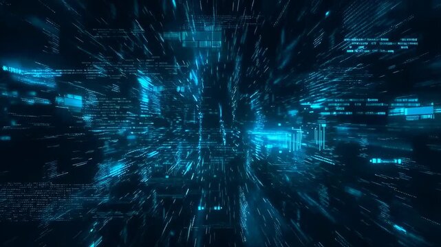 Dynamic digital data flow with futuristic matrix code animation