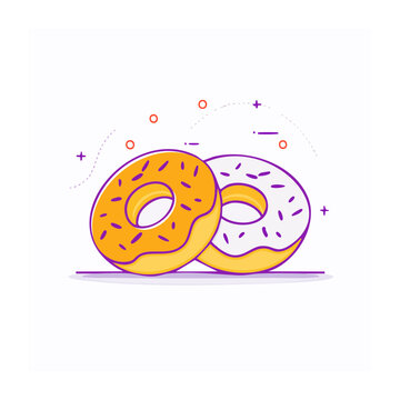 Two Colorful Donuts in Flat Design Style