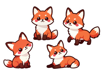 Fototapeta premium set of funny cartoon fox