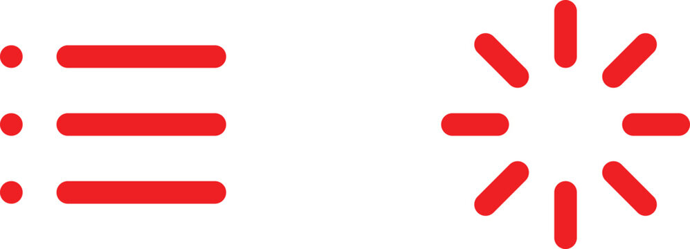 Red Lines And Rays Flat Icon On White Background
