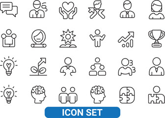 Fototapeta premium Collection of Achievement and Business Concept Line Icons in Flat Design Style