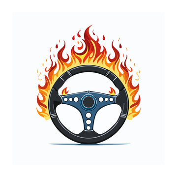 Flat design gear icon with flame