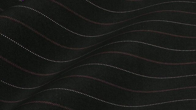 Italian Charcoal Pinstripe Wool Silk Fabric flowing in luxury waves of executive stripe pattern and sophisticated dark gray suit background