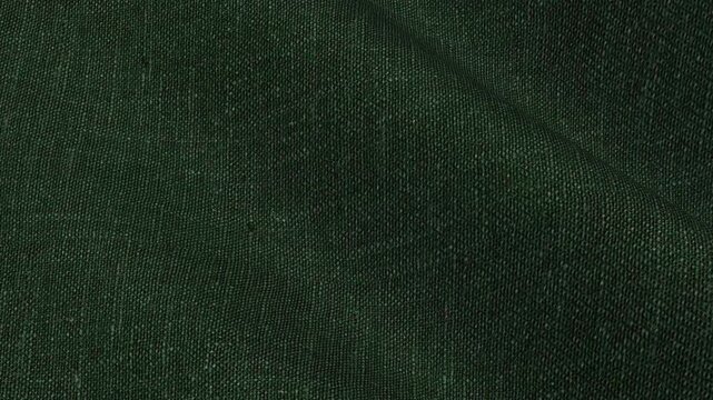 Deep Forest Green Linen Fabric draping in rich emerald waves of premium natural slub texture for sophisticated fashion and interior decor