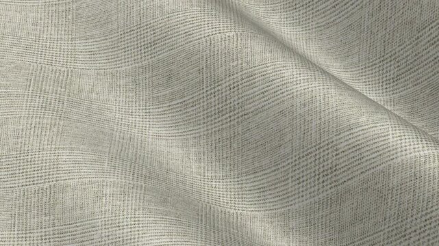 Italian Beige Glen Plaid Linen Fabric shifting in classic waves of Prince of Wales check pattern and natural neutral suiting texture