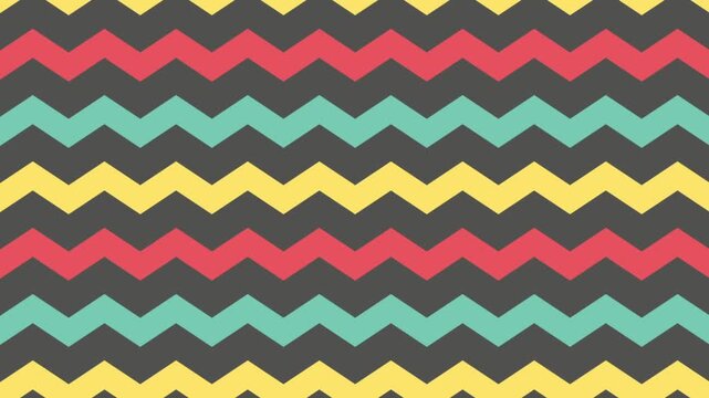Colorful Chevron Pattern Background Animation with Teal, Yellow, and Coral Zigzags