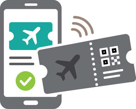 Mobile Airline Ticket and Digital Travel Booking Illustration