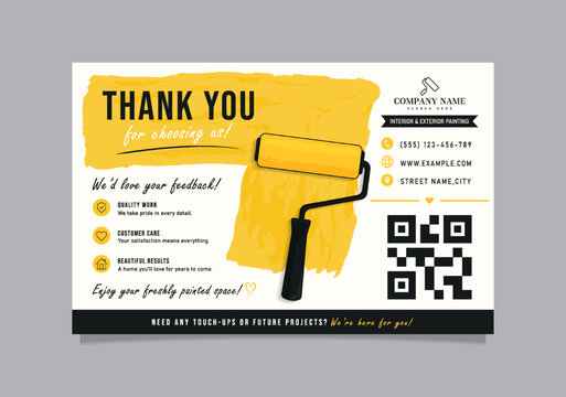 customer feedback card for painting business vector illustration.