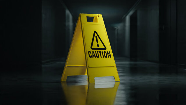 Panneau jaune d'avertissement de danger, attention