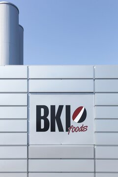 Aarhus, Denmark - August 22, 2015: BKI Foods logo on a wall. Founded in 1960, BKI Foods is a major coffee company in Denmark