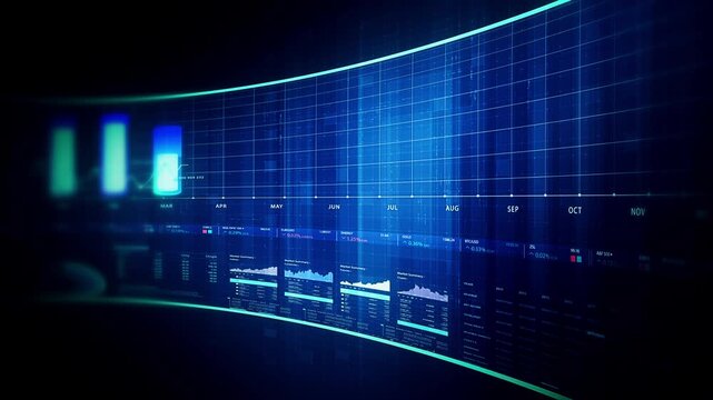 Global financial data visualization, stock market analytics, world map with rising growth chart, big data technology, digital economy, fintech trading interface, futuristic business background