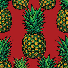 Obraz premium pineapple pattern vector image for t-shirt | Ananas-Muster-Vektorgrafik für T-Shirts