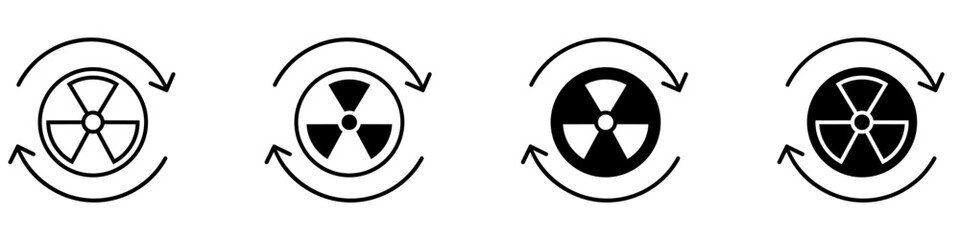 Fototapeta premium Reactor reboot icon vector set. Nuclear system restart illustration sign collection. Atomic reset symbol. Industrial power restart logo or mark.