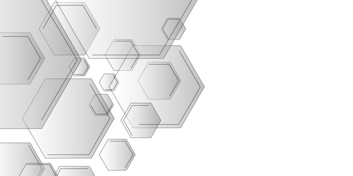 Abstract background with geometric shapes and hexagon pattern. Vector Hexagonal cells patterns arranged with transparent shadows effect with futuristic design. 