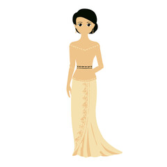 Fototapeta premium Filipino woman in elegant barot saya traditional dress