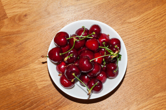 Top View of Fresh Cherries in Bowl