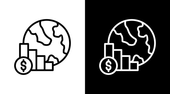 Economic Crisis Icon Sheet Black And White