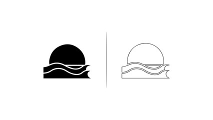Fototapeta premium Minimalist Sunset Over Waves Logo Design Icon Set