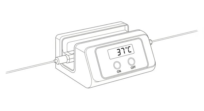 A digital temperature display shows 37 degrees Celsius reading