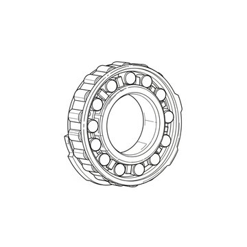 The mechanical bearing rotates freely within industry settings always