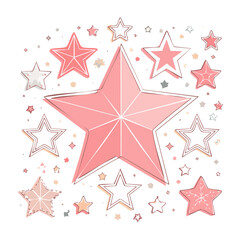 Obraz premium Pink star pattern with snowflakes and sparkles