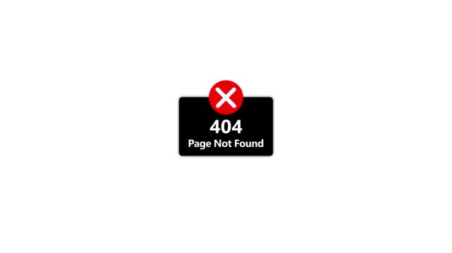 Abstract 404 error looped animation with on white background. Website error design icon, Error app development, motion graphic of website error icon concept. 4k video