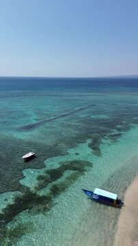 Vertical Aerial 4K Drone Footage Gili Air Island Lombok Indonesia Tropical Beach