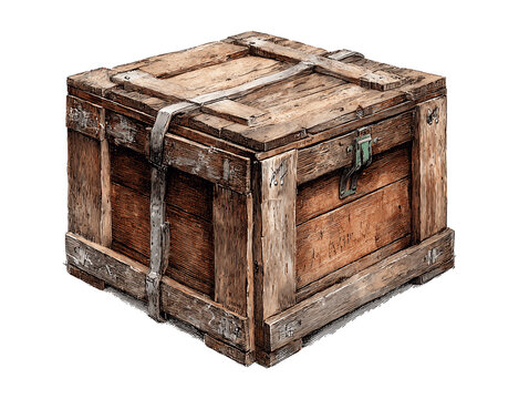 old wooden chest box isolated on white background vintage antique storage container