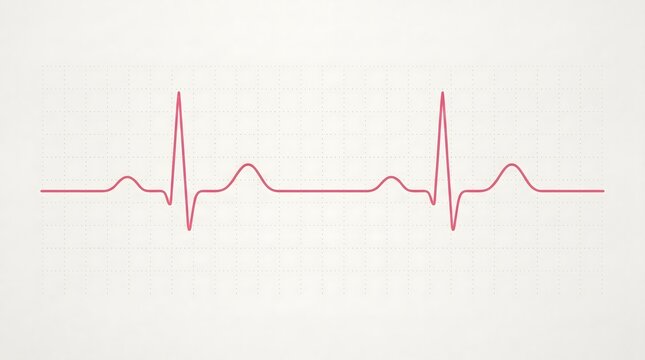 Electrocardiogram ECG Heartbeat Line on Grid Paper
