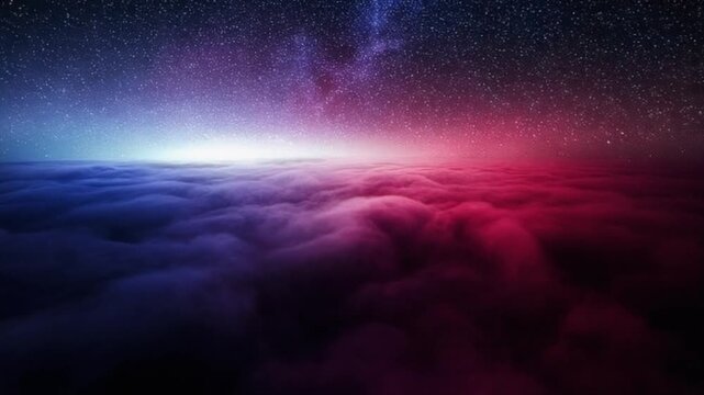 Dark cosmic haze of navy and burgundy layers drifting slowly with soft luminous fog and moody depth
