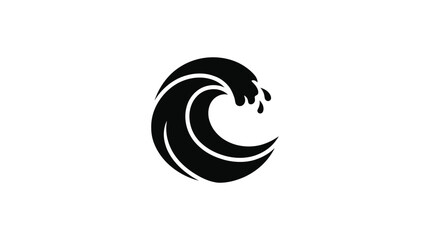 Fototapeta premium Wave Silhouette On White Background Minimalist Aquatic Design
