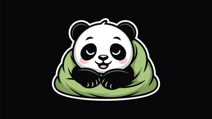 Cute cartoon panda character sleeping wrapped in cozy green blanket, adorable baby panda dreams peacefully. © Anukul Debnath