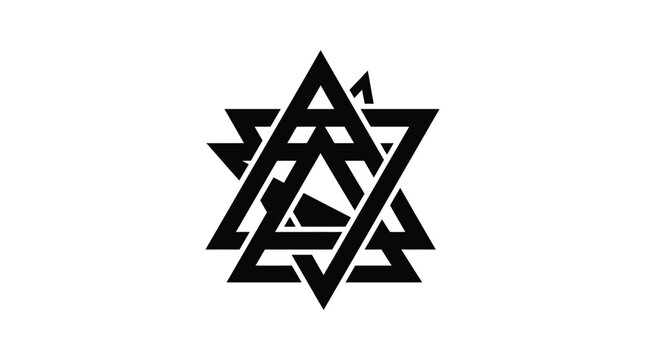 Interlocking triangular shapes black silhouette on a white background