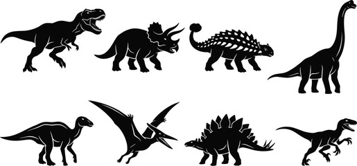 Silhouette Collection of Famous Dinosaurs and Prehistoric Creatures for Educational and Design Use © MdAsraful