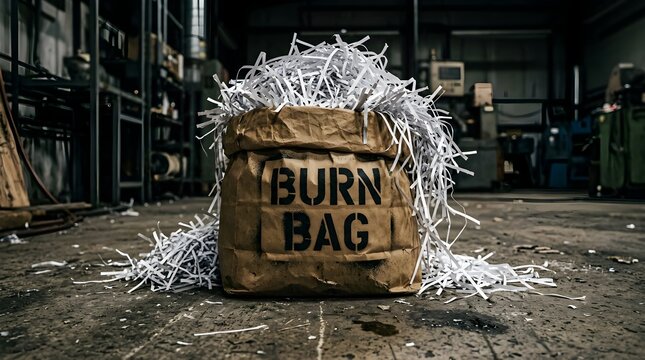 Brown Paper Burn Bag Filled With Shredded Confidential Documents