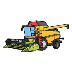 Obraz premium Yellow construction dump truck on white background.